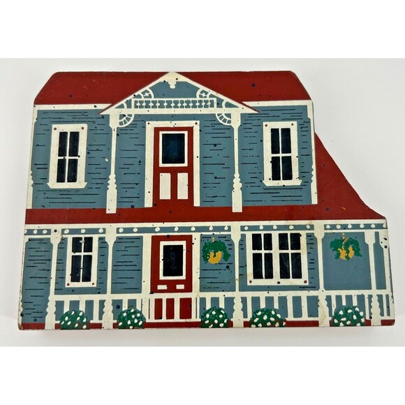 Vintage Wood Block Victorian House ~ Village Shelf/Sill Sitter~ Cat's Meow Style - Picture 1 of 4